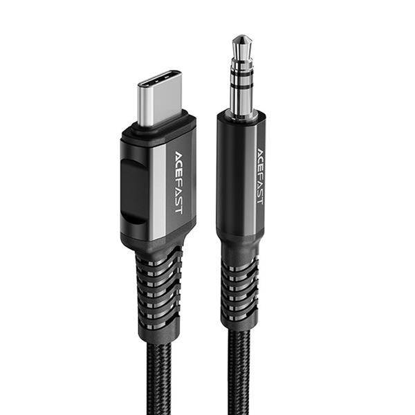 Acefast kabel audio USB Typ C - 3,5mm mini jack (męski) 1,2m, AUX czarny (C1-08 black)-2269939
