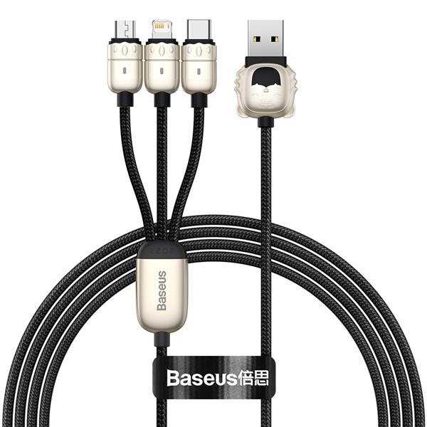 Baseus Year of the Tiger 3w1 kabel USB - Lightning / USB Typ C / micro USB 3,5 A 1,2m czarny (CASX010001)-2241794