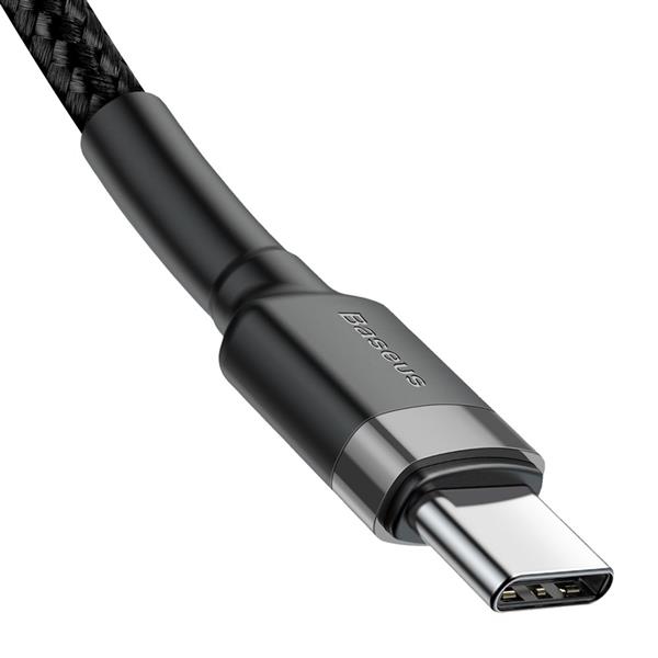 Baseus Cafule Cable wytrzymały nylonowy kabel przewód USB-C PD / USB-C PD PD2.0 60W 20V 3A QC3.0 1M czarny-szary (CATKLF-GG1)-2141996