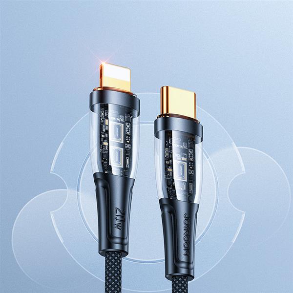 Joyroom kabel szybko ładujący z inteligentnym wyłącznikiem USB-C - Lightning 20W 1.2m czarny (S-CL020A3)-2622038
