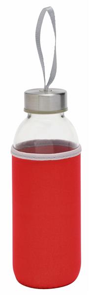 Szklana butelka TAKE WELL, czerwony, transparentny-2303802