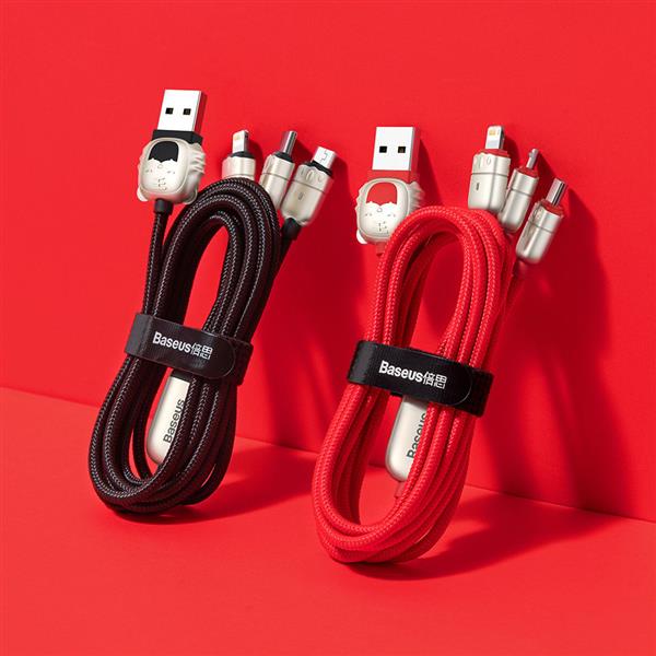 Baseus Year of the Tiger 3w1 kabel USB - Lightning / USB Typ C / micro USB 3,5 A 1,2m czarny (CASX010001)-2241812