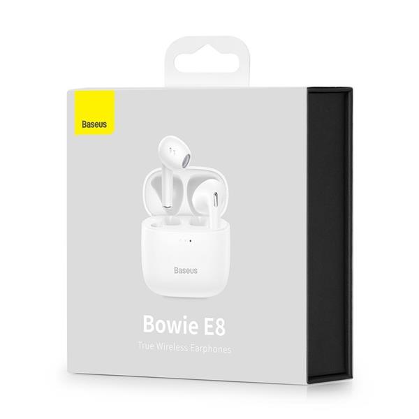 Baseus E8 bezprzewodowe słuchawki Bluetooth 5.0 TWS douszne wodoodporne IPX5 biały (NGE8-02)-2237650
