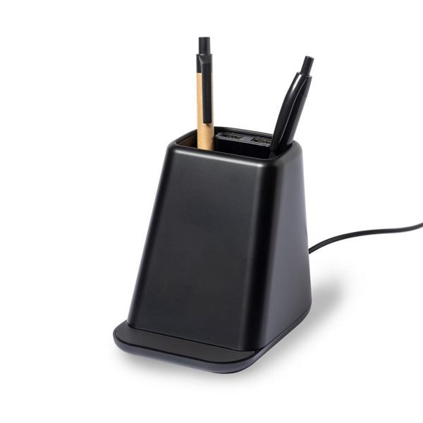 Ładowarka bezprzewodowa 15W, 2 wyjścia USB, pojemnik na przybory do pisania, stojak na telefon-2957189
