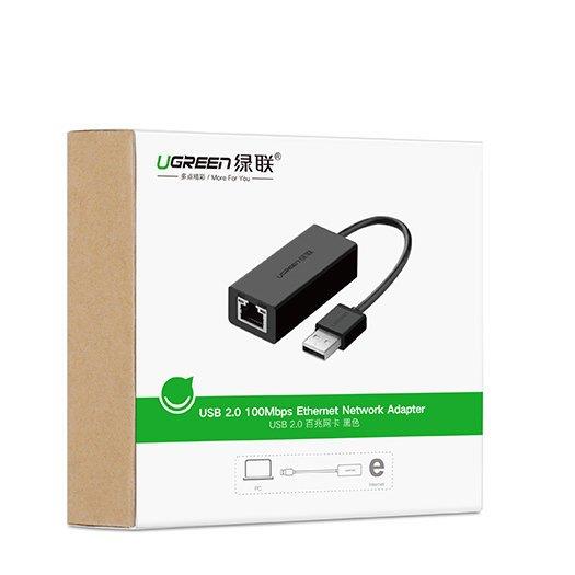 Ugreen zewnętrzna karta sieciowa RJ45 - USB 2.0 100 Mbps Ethernet czarny (CR110 20254)-2170174