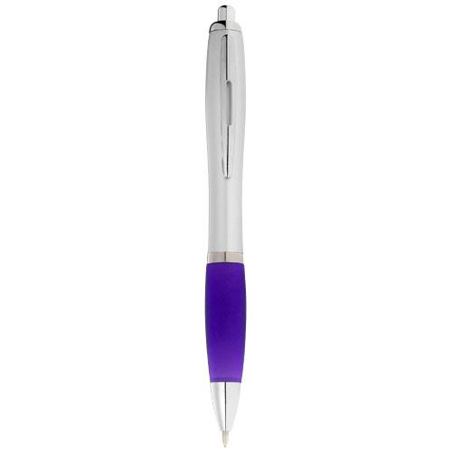 Długopis ze srebrnym korpusem i kolorowym uchwytem Nash-2310560