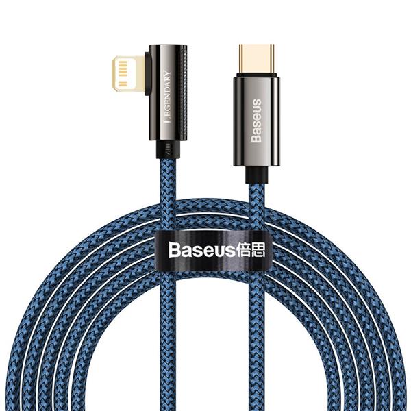 Baseus Legendary kątowy nylonowy kabel przewód USB Typ C - Lightning dla graczy 20W Power Delivery 2m niebieski (CACS000303)-2216541