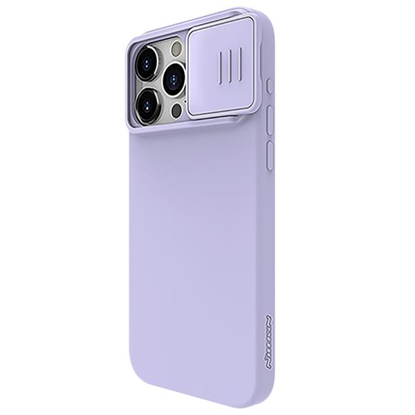 Silikonowe etui Nillkin CamShield Silky Silicone Case do iPhone 15 Pro z osłoną na aparat - jasnofioletowe-3131575