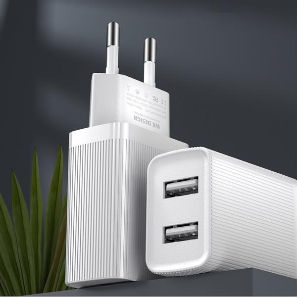 Kingkong ładowarka sieciowa adapter EU 2x USB 2.1A + kabel Lightning 1m biały (WP-U79i white)-2147498