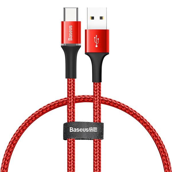 Baseus kabel Halo USB - USB-C 0,25 m 3A czerwony-2063618