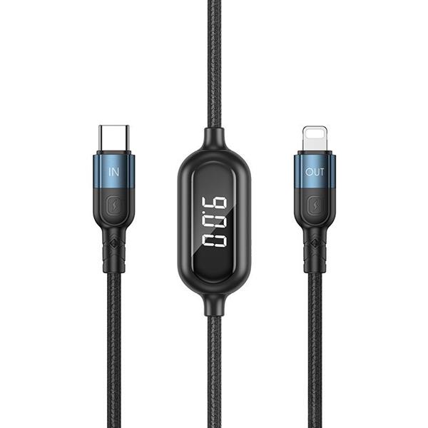 Remax Litxn kabel do szybkiego ładowania USB Typ C - Lightning 20W Power Delivery z wyświetlaczem ekranem miernik mocy 1m czarny (RC-193i)-2201663