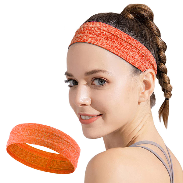 Elastyczna materiałowa opaska na głowę do biegania fitness pomarańczowa-3103908