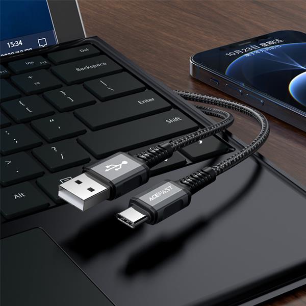 Acefast kabel USB - USB Typ C 1,2m, 3A szary (C1-04 deep space gray)-2269888