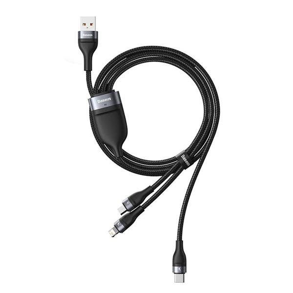 Baseus 3w1 kabel USB - Lightning / USB Typ C / micro USB (ładowanie 5 A / przesyłanie danych 480 Mbps) 1,2 m 40 W czarno-szary (CA1T3-G1)-2167490