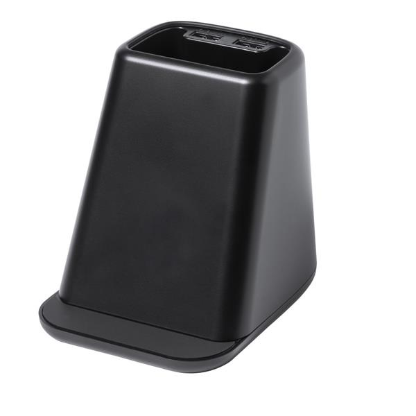 Ładowarka bezprzewodowa 15W, 2 wyjścia USB, pojemnik na przybory do pisania, stojak na telefon-2655953