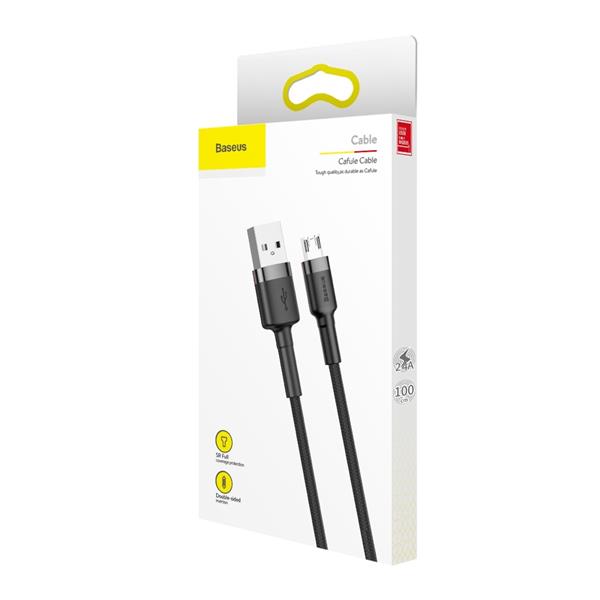 Baseus Cafule Cable wytrzymały nylonowy kabel przewód USB / micro USB QC3.0 2.4A 1M czarno-szary (CAMKLF-BG1)-2962540
