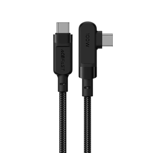 Acefast kątowy kabel USB Typ C - USB Typ C 2m, 100W (20V/5A) czarny (C5-03 Black)-2269779