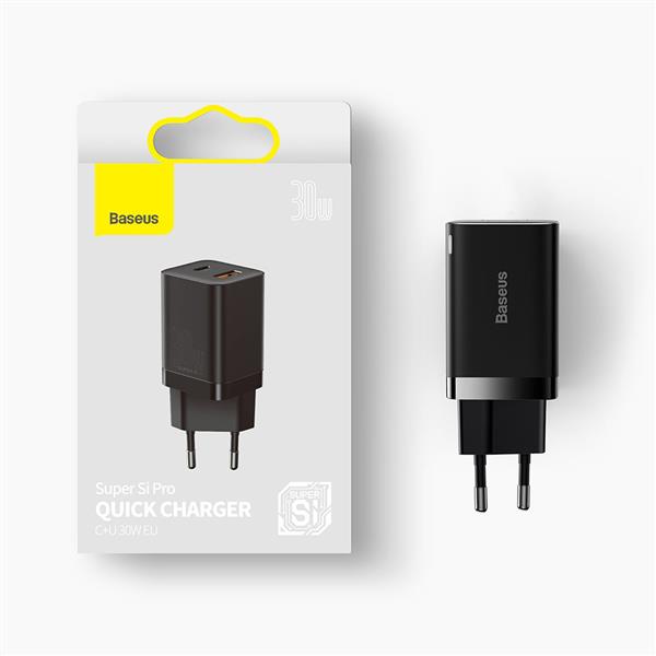 Baseus Super Si Pro szybka ładowarka USB / USB Typ C 30W Power Delivery Quick Charge czarny (CCSUPP-E01)-2241745