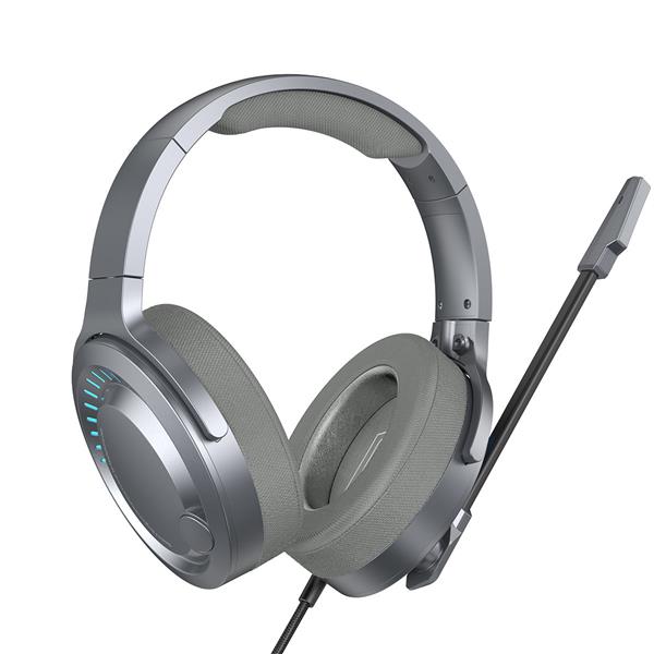 Baseus GAMO wokółuszne słuchawki USB z mikrofonem i pilotem dla graczy szary (NGD05-01)-2280343