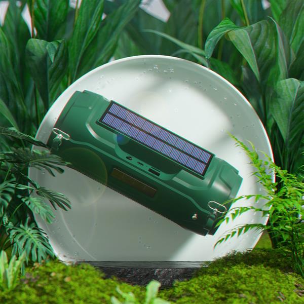Dudao głośnik bezprzewodowy Bluetooth 5.0 5W 1200mAh radio FM panel solarny zielony (Y1XS-green)-2254012