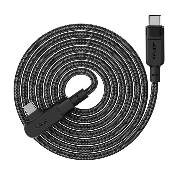 Acefast kątowy kabel USB Typ C - USB Typ C 2m, 100W (20V/5A) czarny (C5-03 Black)-2269782