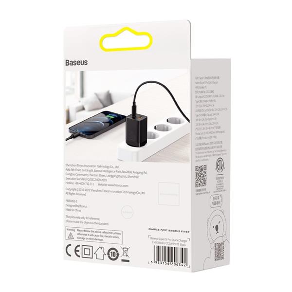 Baseus Super Si Pro szybka ładowarka USB / USB Typ C 30W Power Delivery Quick Charge czarny (CCSUPP-E01)-2241728