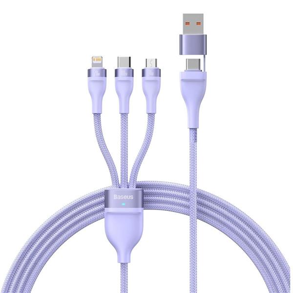 Baseus Flash Series II kabel USB Typ C / USB Typ A - USB Typ C / Lightning / micro USB 100 W 1,2 m fioletowy (CASS030105)-2299794