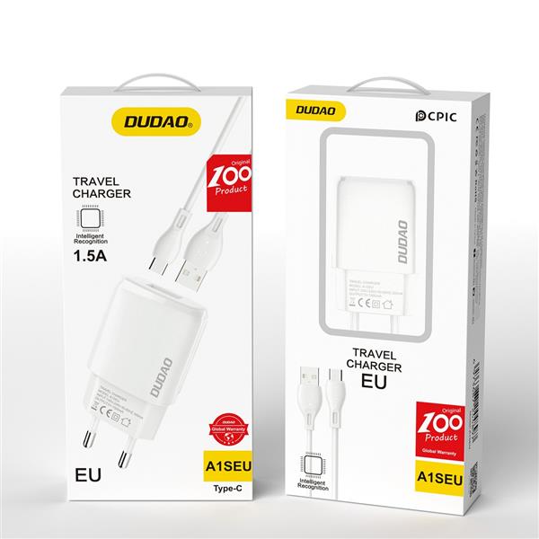 Dudao ładowarka sieciowa USB-A 7.5W + kabel USB-A - USB-C 1m biały (A1sEUT)-2614379