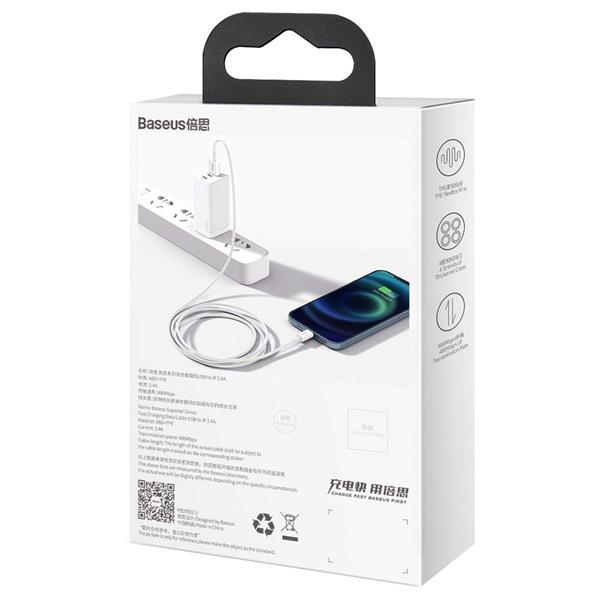 Baseus kabel Superior USB - Lightning 1,5 m 2,4A biały-2071907