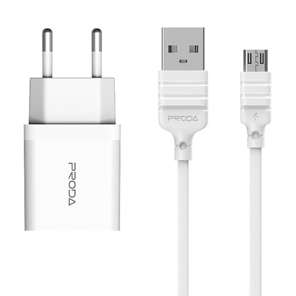 Proda LingHang ładowarka sieciowa USB 2,4A + kabel USB - micro USB biały (PD-A113 EU M white)-2199191