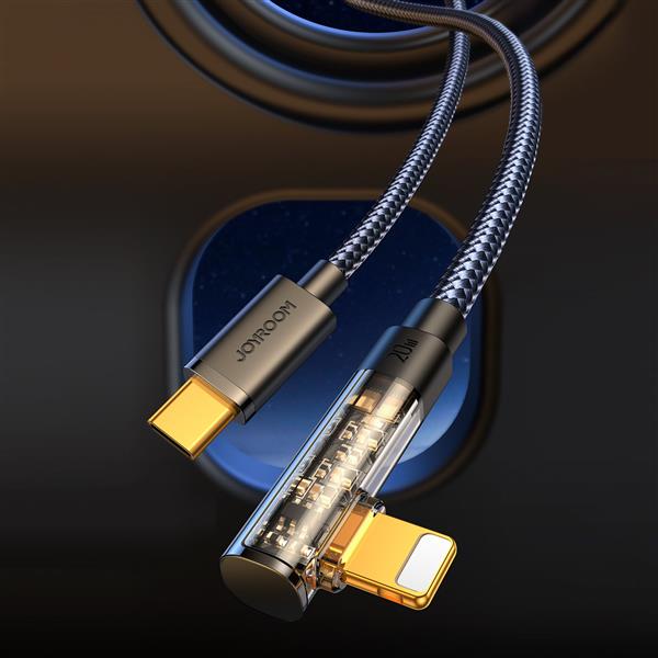 Joyroom kabel Lightning kątowy - USB C do szybkiego ładowania i transferu danych 20W 1,2 m czarny (S-CL020A6)-2967305