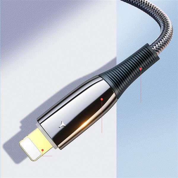 Dux Ducis K-IV Series nylonowy kabel USB Typ C - Lightning 18 W z diodą LED Power Delivery 3m czarny-2178305