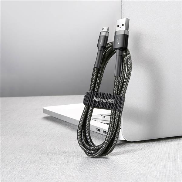 Baseus Cafule Cable wytrzymały nylonowy kabel przewód USB / micro USB QC3.0 2.4A 1M czarno-szary (CAMKLF-BG1)-2962535