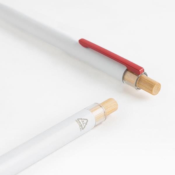 Aluminiowy długopis z recyklingu z bambusowym detalem-3183046