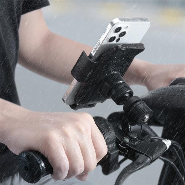 Baseus elektryczny rowerowy uchwyt na smartfon z wbudowanym panelem słonecznym 150mAh czarny (SUZG010001)-2382234