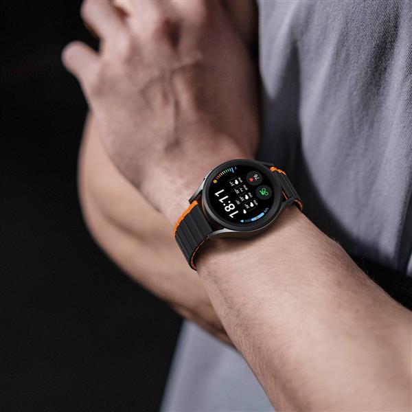 Uniwersalny magnetyczny pasek Samsung Galaxy Watch 3 45mm / S3 / Huawei Watch Ultimate / GT3 SE 46mm Dux Ducis Strap (22mm LD Version) - czarno-pomarańczowy-3125169