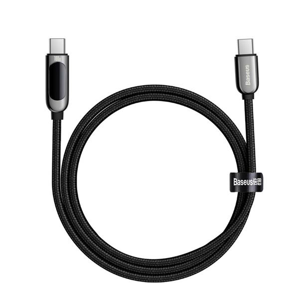 Baseus kabel USB Typ C - USB Typ C 100 W (20 V / 5 A) 1 m Power Delivery z wyświetlaczem ekranem miernik mocy czarny (CATSK-B01)-2200510