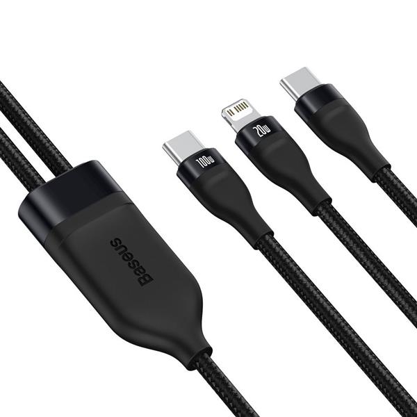Baseus Flash Series 2w1 kabel USB Typ C - USB Typ C / Lightning Power Delivery Quick Charge 100 W 1,2 m czarny (CA1T2-F01)-2198995