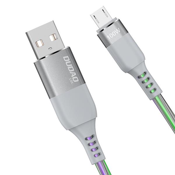 Dudao świecący podświetlany kabel LED USB - micro USB 5 A 1 m szary (L9XM)-2177223
