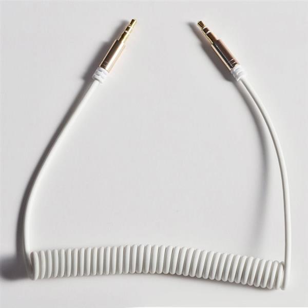 Dudao długi rozciągliwy kabel AUX mini jack 3.5mm sprężyna 150cm biały (L12 white)-2148240