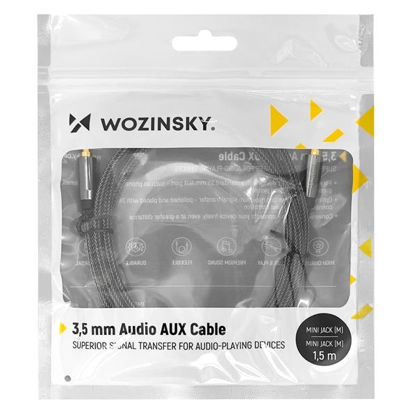 Wozinsky uniwersalny kabel mini jack 2x kabel AUX 3 m czarny-2612999