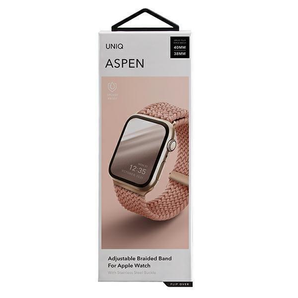 UNIQ pasek Aspen Apple Watch 40/38/41mm Series 4/5/6/7/8/SE/SE2 Braided różowy/grapefruit pink-2608861