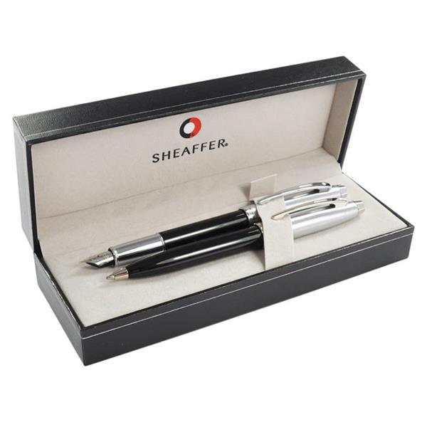 9313 Zestaw (pióro wieczne i długopis) Sheaffer kolekcja 100, czarne, wykończenia niklowane-3040229