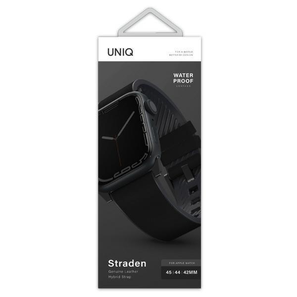 Etui Uniq pasek Straden na Apple Watch 1/2/3/4/5/6/7/8/SE/SE2/Ultra 42/44/45/49mm. Leather Hybrid Strap - czarne-2285870