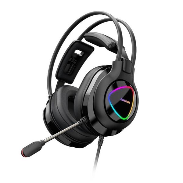 Tronsmart Glary Alpha Gaming RGB wokółuszne słuchawki 3,5 mm mini jack z mikrofonem i pilotem dla graczy czarny (370406)-2165008