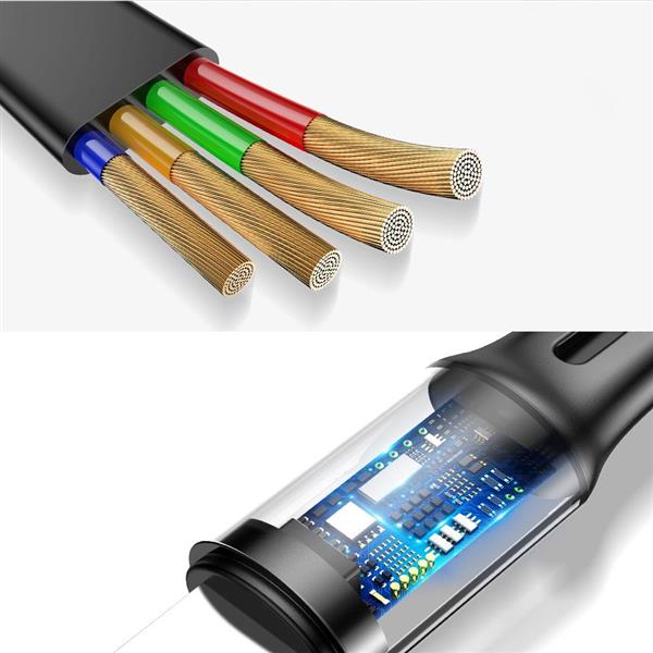 Baseus Fabric rozwijany kabel 3w1 USB - micro USB / Lightning / USB-C 3.5A 35cm - 120cm szary (CAMLT-BYG1)-2142933
