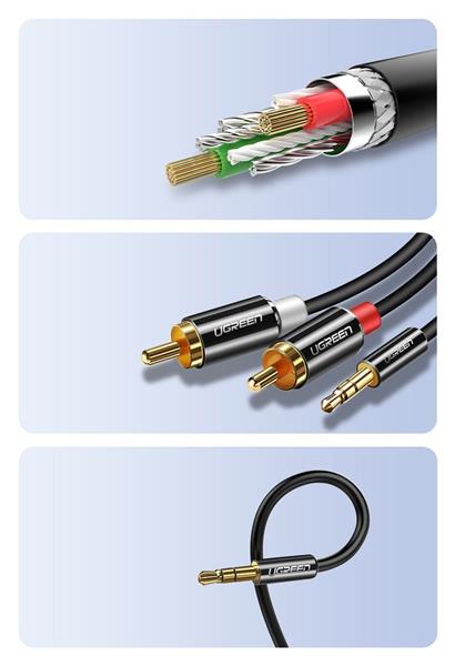 Ugreen kabel przewód audio 3,5 mm mini jack - 2RCA 2 m czarny (AV116 10584)-3101977