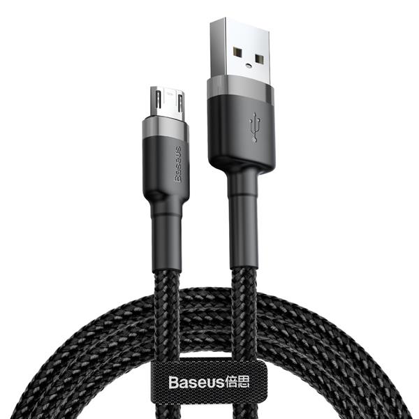 Baseus Cafule Cable wytrzymały nylonowy kabel przewód USB / micro USB 1.5A 2M czarno-szary (CAMKLF-CG1)-2141542