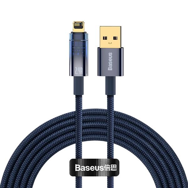 Baseus Explorer Series kabel przewód USB – Lightning 2.4A 2m niebieski (CATS000503)-2387093