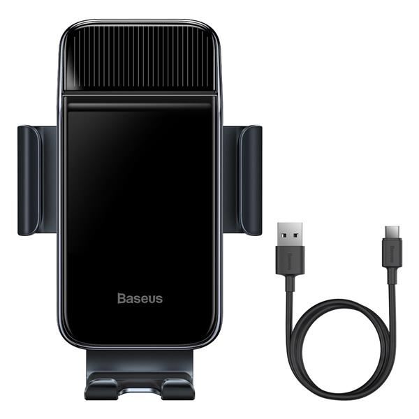 Baseus elektryczny rowerowy uchwyt na smartfon z wbudowanym panelem słonecznym 150mAh czarny (SUZG010001)-2382219